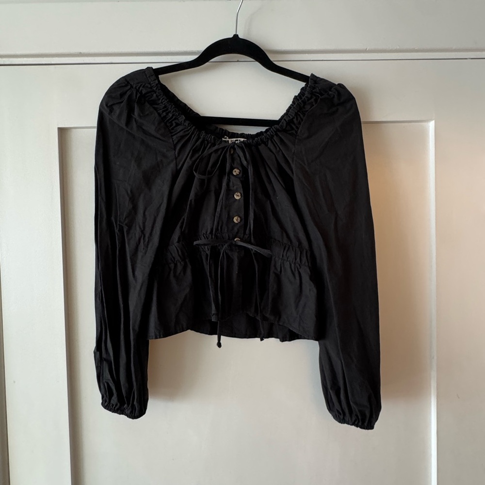 Ciao Lucia Black Button & Tie Top